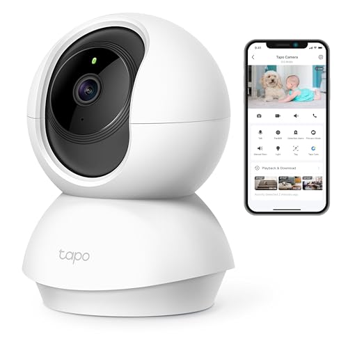 Tapo TP-Link C200 360°-WLAN-Überwachungskamera für den Innenbereich, FHD 1080P, Nachtsicht, Bewegungserkennung, Zwei-Wege-Audio, kompatibel mit Alexa und Google Assistant, für Babys/Haustiere von Tapo