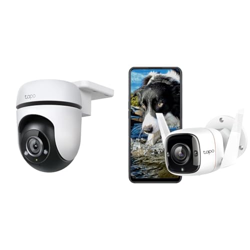 TP-Link Tapo C500 WLAN-Überwachungskamera für den Außenbereich, 360 Grad, Auflösung 1080p, Bewegungserkennung, Nachtsicht bis zu 30 m & Tapo C310 Überwachungskamera Außen, WLAN IP Kamera von TP-Link