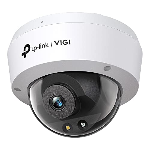 TP-Link VIGI C230 Smart Sicherheitskamera mit 4 mm Objektiv, 3 MP HD Vollfarbkuppel-Netzwerkkamera, integriertes Mikrofon, IK10 vandalensicher, IP67 wasserdicht, H.265+, PoE/12 V CCTV von TP-Link