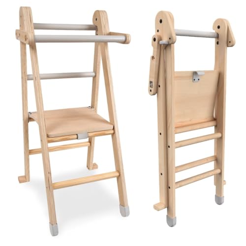 TP Toys Active-Tots Helper Tower Folding Step Stool for Toddlers and Kids, Foldable Standing Tower for Kitchen, Mothers' Helper Montessori Learning Step Ladder Durable and Safe Design, 50x47.3x93.5cm von TP