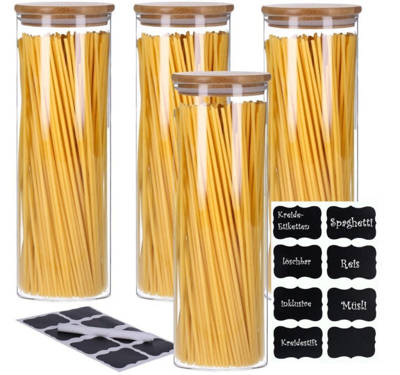 TP Vorratsglas 4er Set Vorratsglas mit Bambusdeckel und 8 Kreidetafel- Sticker (4 x 2 von TP
