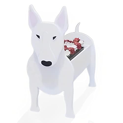 TPDG Bullterrier-Terrassen-Blumentopf, Handgefertigt, Einzigartig, Große Gartendekoration, Niedlicher Tier-geformter Cartoon-Blumentopf for Den Außenbereich (Color : Bull Terrier, Size : 34 * 24cm) von TPDG