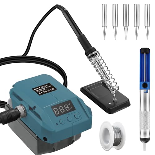 60W Akku Lötkolben für Bosch 18V GBA Professional 18V System, Lötkolben-Kit für Heizungslöten 180-480°C DIY Werkzeug, mit Lötkolbenschnüffler, 5 Lötkolbenspitzen, 20g Lötdraht, Halter(ohne Batterie) von TPDL