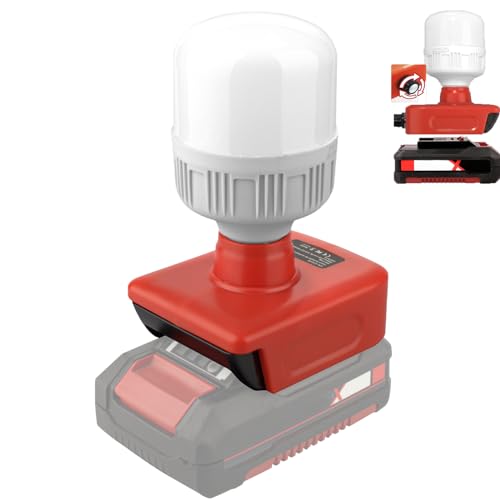 TPDL Akku Lampe für Einhell Power X-Change 18V, 12W Arbeitsleuchte mit E27 Bulbs, Einstellbares 150-1300LM LED Strahler, Einstellbare Helligkeit Taschenlampe Baustellenlampe von TPDL