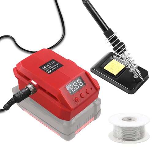 TPDL Akku Lötkolben für Einhell 18V Li-Ionen Akku, 60W LCD Einstellbar Temperatur 180-480°C Cordless Lötkolben mit 50g Lötdraht, Lötkolbenständer Work für Einhell Power X-Change 18V Akku von TPDL