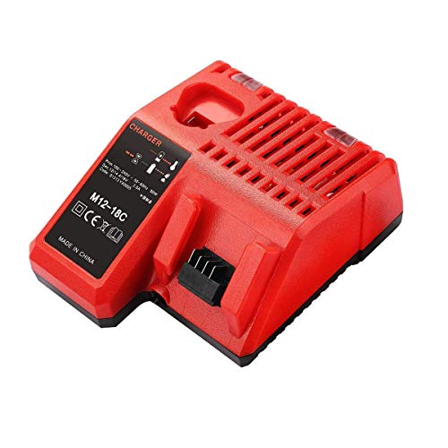 TPDL Ersatz für Milwaukee Ladegerät M18 M12, 12V-18V 3Ah Akku Ladegerät M1218 C12 C18 B5 18C FC KFZ 48-59-1806 48-59-1840 2710-20 48-11-244 M12B2 M12B4 von TPDL