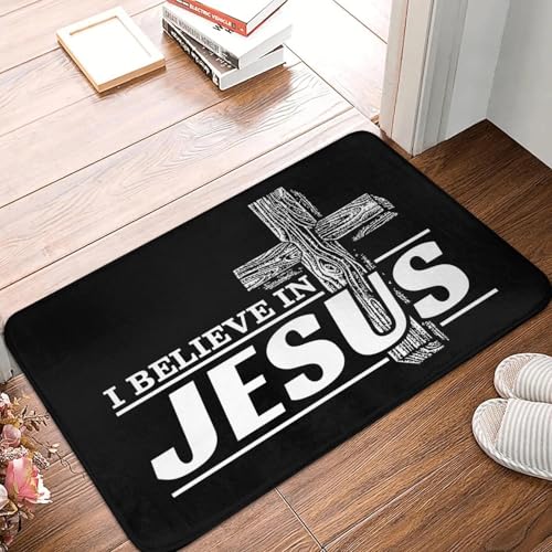 Ich glaube an Jesus Türboden Badezimmermatte Anti-Rutsch Outdoor Cristianity Faith Fußmatte Garage Eingang Teppich Teppich Footpad-24x36 inch von TPDODON