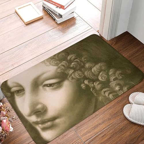 Leonardos Engel Fußmatte rutschfest für Eingang Badezimmer Küche Tür Bodenmatte Leonardo Da Vinci Wohnzimmer Teppich Fußpolster-20x32 inch von TPDODON