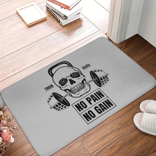 No Pain No Gain Fußmatte rutschfest für Badezimmer Küche Garten Garage Tür Boden Eingang Teppich-16x24 inch von TPDODON