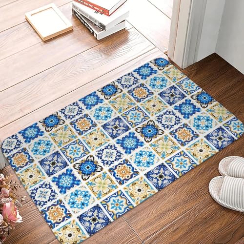 TPDODON Blaue Mosaikfliesen marokkanische Arabeske Fußmatte rutschfest antik geometrisch für Küche Badezimmer Schlafzimmer Teppich-24x36 inch TPDODON Blaue Mosaikfliesen marokkanische Arabeske Fußmatte rutschfest antik geometrisch für Küche Badezimmer Schlafzimmer Teppich-24x36 inch von TPDODON