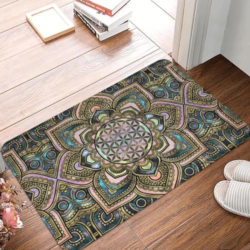TPDODON Blume des Lebens in Lotus-Fußmatte für die Vordertür rutschfest für den Innenbereich wasserdicht Heilige Geometrie Fußmatte Garten Garage Eingangsteppich-20x32 inch TPDODON Blume des Lebens in Lotus-Fußmatte für die Vordertür rutschfest für den Innenbereich wasserdicht Heilige Geometrie Fußmatte Garten Garage Eingangsteppich-20x32 inch von TPDODON