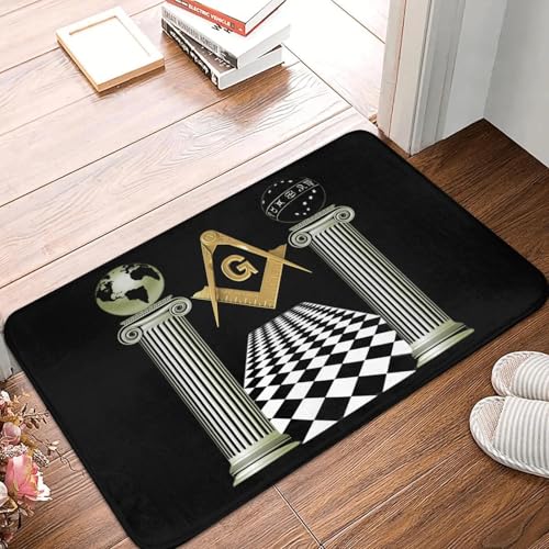 TPDODON Boaz und Jachin Solomons Tempel Fußmatte Matte Anti-Rutsch Freimaurer Mason Freimaurer Bad Küche Garage Teppich Teppich-20x32 inch von TPDODON