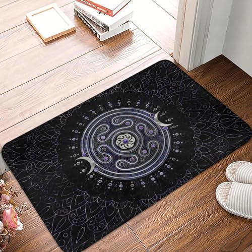 TPDODON Dreifachmondgöttin Hekate Rad Vorderboden Tür Eingangsmatte Outdoor Hexerei Badezimmer Küche Fußmatte Garage Teppich Teppich-20x32 inch von TPDODON