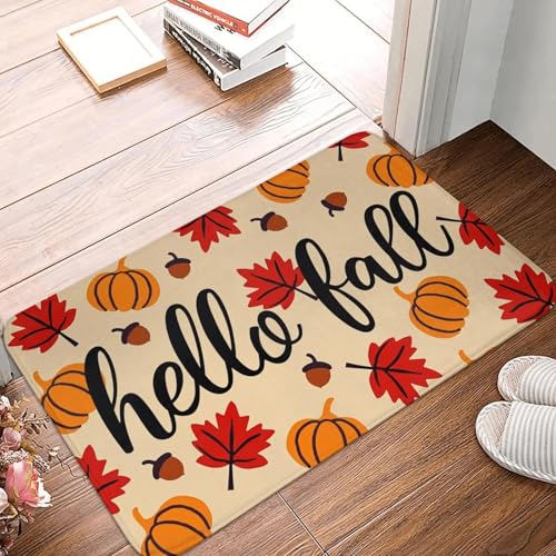 TPDODON Fußmatte mit Aufschrift „Hello Fall“ Ahornblätter rutschfest für Küche und Bad Wohnzimmer Boden Tür Eingang Teppich-20x32 inch TPDODON Fußmatte mit Aufschrift „Hello Fall“ Ahornblätter rutschfest für Küche und Bad Wohnzimmer Boden Tür Eingang Teppich-20x32 inch von TPDODON