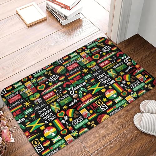 TPDODON Fußmatte mit Jamaika-Motiv Motiv „One Love Culture“ rutschfest für Bad und Küche für Garten Garage Boden Tür Eingang Teppich-16x24 inch von TPDODON