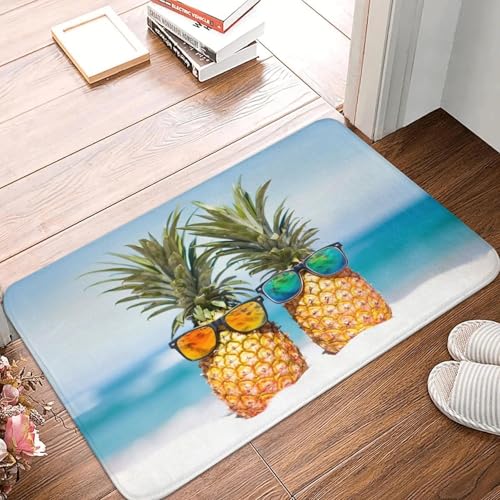 TPDODON Fußmatte mit tropischen Früchten und Ananas rutschfest für Bad und Küche für Garten Garage Boden Tür Eingang Teppich-20x32 inch von TPDODON
