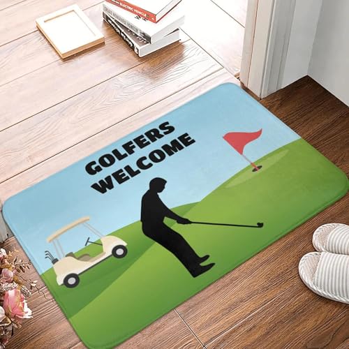 TPDODON Golfer Willkommen Haustür Boden Eingangsmatte Outdoor Küche Badezimmer Fußmatte Garage Teppich Teppich-24x36 inch von TPDODON
