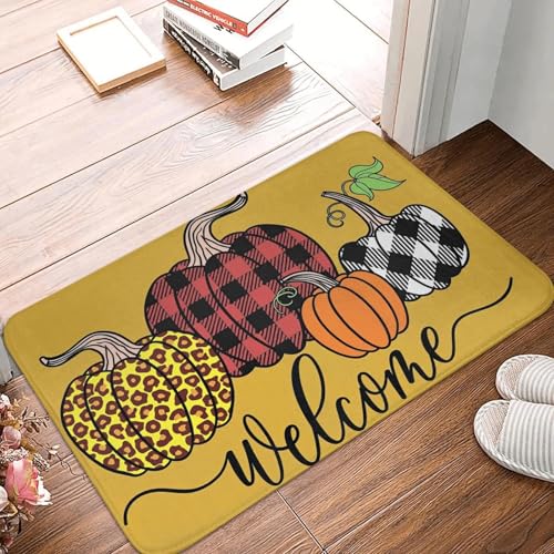 TPDODON Hallo Kürbis Willkommen Boden Tür Bad Küche Matte Anti-Rutsch Indoor Fußmatte Wohnzimmer Eingang Teppich Teppich Footpad-16x24 inch von TPDODON