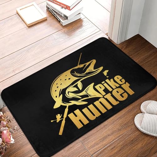 TPDODON Hechtjäger Fisch Vorderboden Tür Eingangsmatten Indoor Angeln Fischer Bad Küche Fußmatte Garage Teppich Teppich-16x24 inch von TPDODON