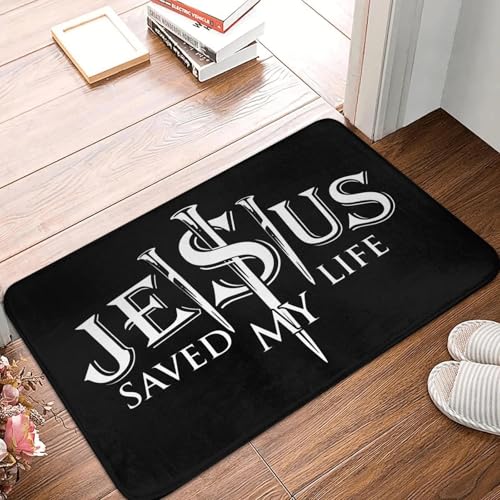 TPDODON Jesus Saved My Life Bodentür Bad Küchenmatten rutschfeste Outdoor Christian Faith Fußmatte Wohnzimmer Eingangsbereich Teppich-24x36 inch von TPDODON