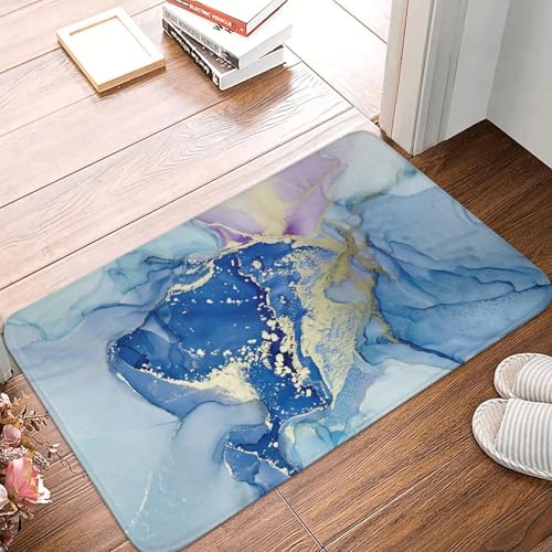TPDODON Luxuriöse Fußmatte mit Blauer Textur und Marmormuster rutschfeste Küche Badezimmermatte Schlafzimmer Balkontür Boden Eingangsbereich Teppich-20x32 inch TPDODON Luxuriöse Fußmatte mit Blauer Textur und Marmormuster rutschfeste Küche Badezimmermatte Schlafzimmer Balkontür Boden Eingangsbereich Teppich-20x32 inch von TPDODON