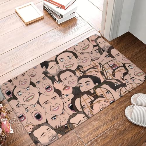 TPDODON Nicolas Cage All Over Floor Door Bad Küche Matte Anti-Rutsch Outdoor Funny Meme Fußmatte Schlafzimmer Balkon Eingang Teppich Teppich-20x32 inch von TPDODON