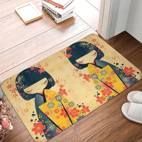 TPDODON Sakura Japanisches Mädchen Kokeshi Puppe Fußmatte für die Vordertür rutschfest für den Innenbereich schnelltrocknend Fußmatte Küche Schlafzimmer Eingangsbereich Teppich-24x36 inch TPDODON Sakura Japanisches Mädchen Kokeshi Puppe Fußmatte für die Vordertür rutschfest für den Innenbereich schnelltrocknend Fußmatte Küche Schlafzimmer Eingangsbereich Teppich-24x36 inch von TPDODON
