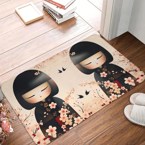 TPDODON Sakura Japanisches Mädchen Kokeshi Puppe Haustürmatte rutschfeste Outdoor wasserdichte Fußmatte Wohnzimmer Eingangsteppich Teppich-20x32 inch TPDODON Sakura Japanisches Mädchen Kokeshi Puppe Haustürmatte rutschfeste Outdoor wasserdichte Fußmatte Wohnzimmer Eingangsteppich Teppich-20x32 inch von TPDODON