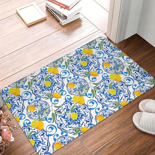 TPDODON Sommer mediterraner Stil Zitronenfruchtmuster 50 Fußmatte rutschfeste Küche Badezimmermatte Toilettentür Boden Eingangsteppich-24x36 inch TPDODON Sommer mediterraner Stil Zitronenfruchtmuster 50 Fußmatte rutschfeste Küche Badezimmermatte Toilettentür Boden Eingangsteppich-24x36 inch von TPDODON