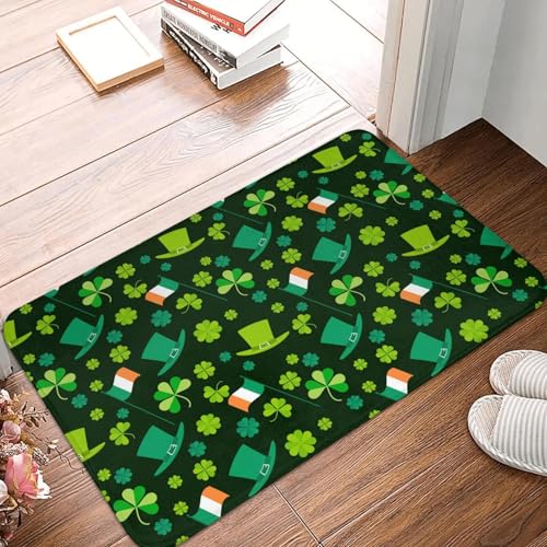 TPDODON St. Patrick's Irish Flag Day Lucky Clover Leaf Fußmatte rutschfest für Eingang Badezimmer Küche Boden Fußmatte Wohnzimmer Teppich-16x24 inch TPDODON St. Patrick's Irish Flag Day Lucky Clover Leaf Fußmatte rutschfest für Eingang Badezimmer Küche Boden Fußmatte Wohnzimmer Teppich-16x24 inch von TPDODON