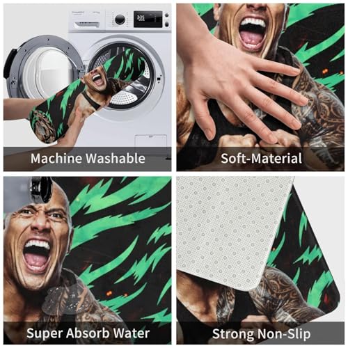 The Rock Face Dwayne Türboden Küche Badezimmermatte rutschfeste Outdoor-Schauspieler-Fußmatte Schlafzimmer Balkon Eingangsteppich-24x36 inch von TPDODON