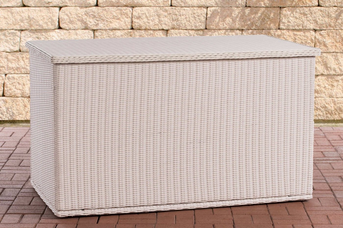 TPFGarden Auflagenbox Comfort 5mm - aus UV-beständigem Polyrattan und Aluminium-Gestell (Aufbewahrungsbox Garten - wasserdichte Gartentruhe, Gartenbox mit 2 hochwertigen Gasliftdämpfer), Maße: Volumen 785 Liter - Außenmaße: (TxBxH): 84 x 148 x 85cm von TPFGarden