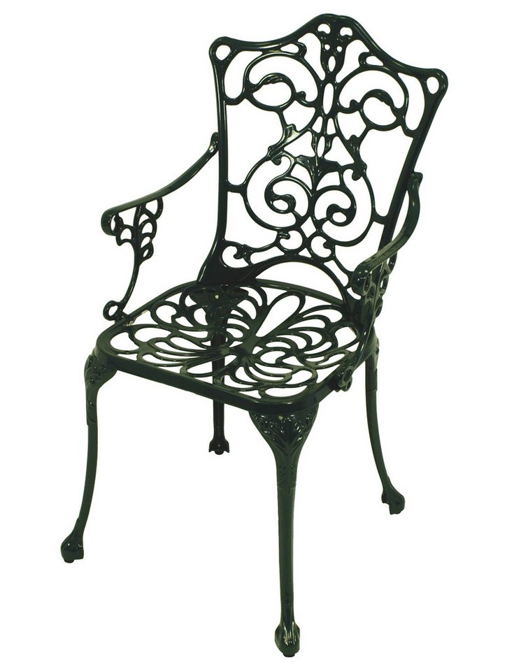 TPFGarden Bistrostuhl BOULDER (Gartenstuhl - Jugendstil - Gartensessel Aluguss antik dunkelgrün), Hochwertig verarbeiteter Outdoor Stuhl in klassischem Design von TPFGarden