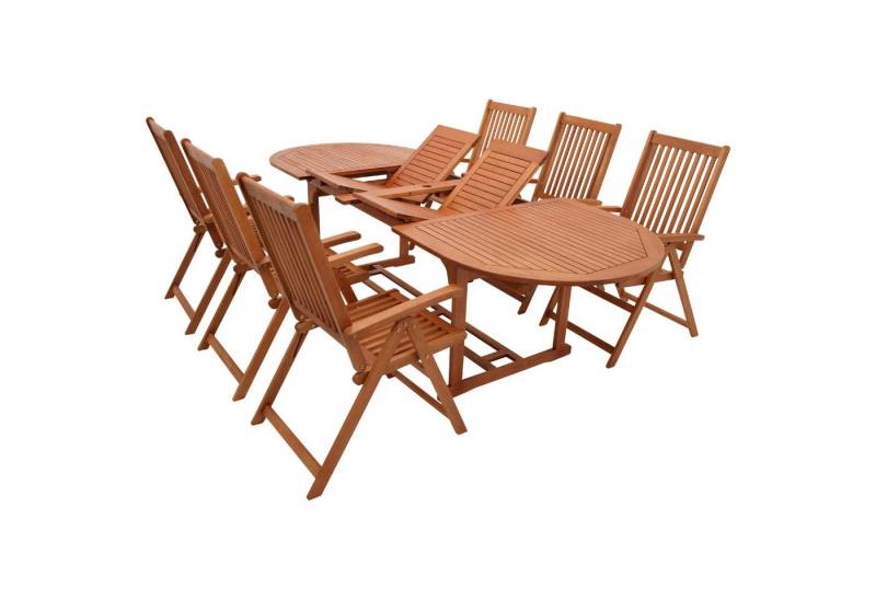 TPFGarden Garten-Essgruppe NEWTOWNABBEY, (Gartengarnitur 7-teilige Sitzgruppe Eukalyptus geölt, 7-tlg., Sitzfläche und Rückenlehnen Latten Eukalyptusholz), (6x Klappsessel, 1x Ausziehtisch 180/260x100cm) von TPFGarden