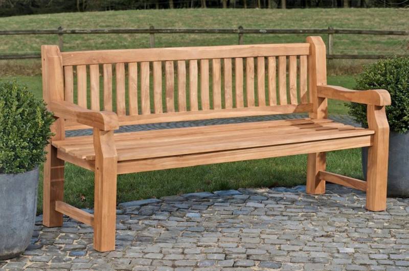 TPFGarden Gartenbank Jacky-N, Teak-Holz Sitzbank massiv Garten Bank Sprossen-Design Breite 120cm von TPFGarden