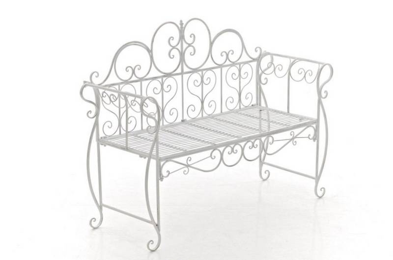 TPFGarden Gartenbank Minno, Sitzbank Metallbank hohe Rückenlehne für 2-3 Personen Antik Weiß von TPFGarden