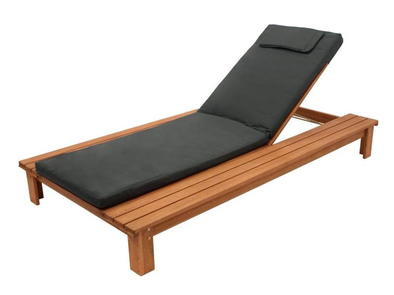 TPFGarden Gartenliege WELTON, Sonnenliege Eukalyptus geölt FSC®-zertifiziert, Bequeme Relaxliege mit strapazierfähiger Auflage dunkelgrau, Hochwertige Outdoor Liege - Maße (BxHxT): 105 x 95 x 201 cm von TPFGarden
