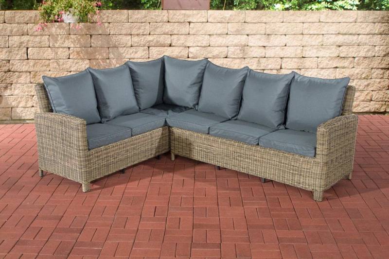 TPFGarden Gartenlounge-Set Berno - 5mm Rundrattan - L-Garnitur - für Garten und Terrasse, (Gartenmöbel-Set - Outdoor Sitzgruppe ohne Tisch, 2-tlg., Gartenset aus Polyrattan - Farbe: natura), Schenkelmaß der Gartengarnitur (BxT): 231 x 177 cm von TPFGarden