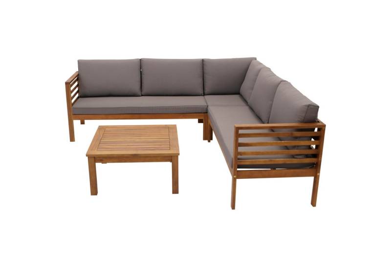 TPFGarden Gartenlounge-Set MILTON, (Gartenmöbel Set - Ecksofa mit Loungetisch, Gartensofa Akazie geölt - Polster grau - FSC®-zertifiziert), (Loungeset mit Ecksofa und Loungetisch) von TPFGarden