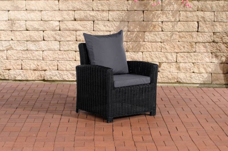 TPFGarden Gartensessel Fino - Rattansessel für Garten, Balkon, Terrasse - Farbe: schwarz (Hochwertiger und stabiler Gartensessel aus handgefertigtem Polyrattan, 1-St., Outdoor-Sessel mit pulverbeschichtetem Aluminumgestell), Balkonstuhl, Terrasssenstuhl - Maße (TxBxH): 70 x 73 x 82cm von TPFGarden