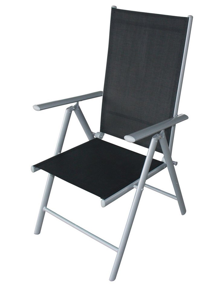 TPFGarden Gartenstuhl ASHFORD (2er Set Klappsessel mit Aluminiumgestell grau - Stoff schwarz), Hochwertiger Outdoor Stuhl mit den Maßen (BxHxT): 56 x 107 x 66 cm von TPFGarden