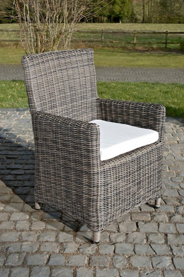 TPFGarden Gartenstuhl Fonda - für Garten, Balkon, Terrasse - Farbe: grau-meliert (Hochwertiger, stabiler Gartensessel aus handverarbeitetem Polyrattan, 1 St), Balkonstuhl, Terrassenstuhl - Maße (TxBxH): 60 x 59 x 91cm von TPFGarden