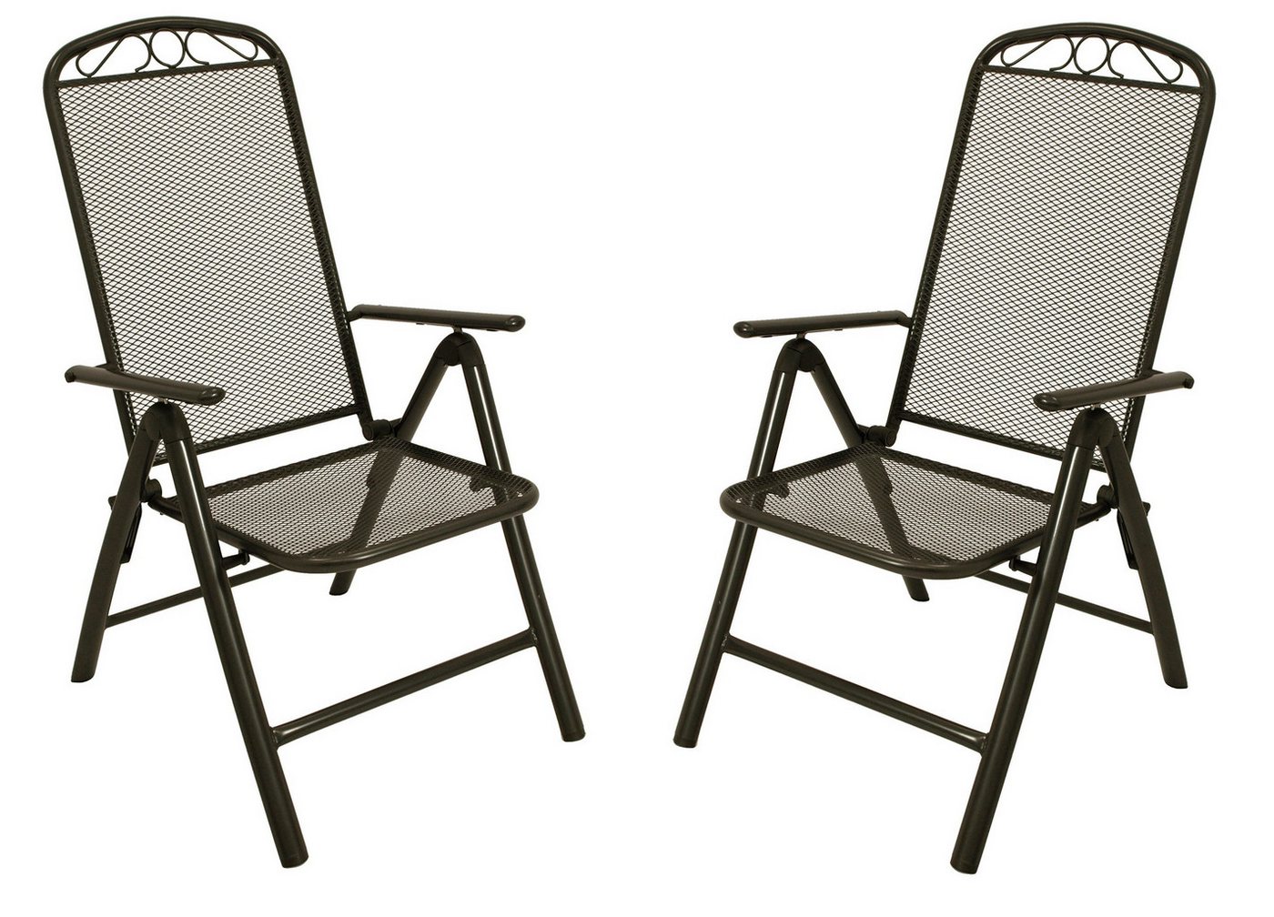 TPFGarden Gartenstuhl GLASGOW (2er Set Klappsessel - Hochlehner aus Streckmetall - dunkelgrau), Pulverbeschichteter Outdoor Stuhl Maße (BxHxT): 112 x 68 x 60 cm von TPFGarden