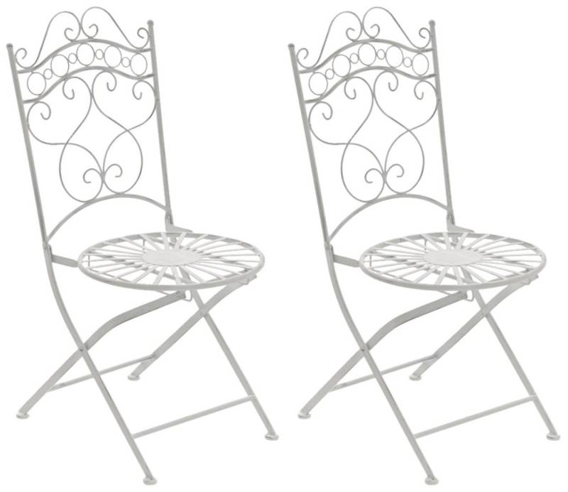 TPFGarden Gartenstuhl Indi - 2er-Set für Garten, Balkon, Terrasse (Metalltische aus handgefertigtem Eisen / Bistrotisch outdoor, 2 St), Maße (HxBxT): 92 x 40 x 50 cm - Sitzhöhe: 43 cm - Farbe: antik weiß von TPFGarden