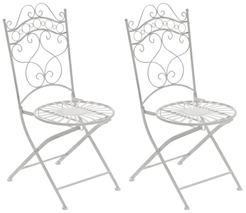 TPFGarden Gartenstuhl Indi - 2er-Set für Garten, Balkon, Terrasse (Metalltische aus handgefertigtem Eisen / Bistrotisch outdoor, 2 St), Maße (HxBxT): 92 x 40 x 50 cm - Sitzhöhe: 43 cm - Farbe: antik weiß von TPFGarden