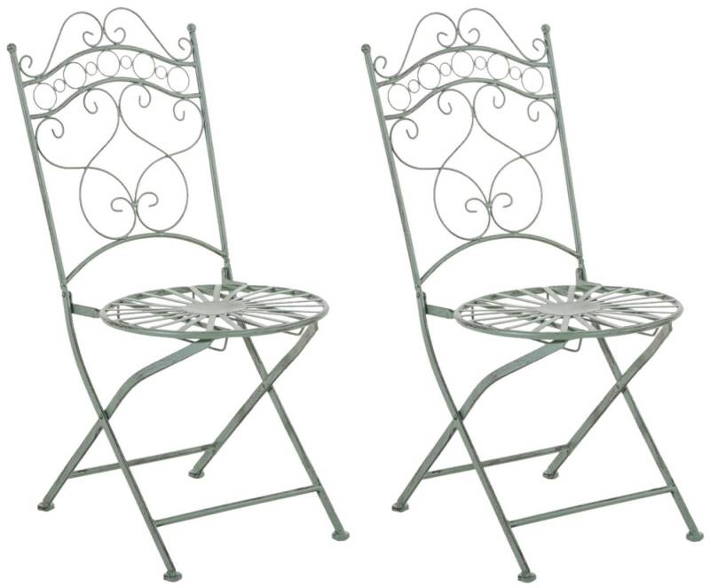 TPFGarden Gartenstuhl Indi - 2er-Set für Garten, Balkon, Terrasse (Metalltische aus handgefertigtem Eisen / Bistrotisch outdoor, 2 St), Maße (HxBxT): 92 x 40 x 50 cm - Sitzhöhe: 43 cm - Farbe: antik-grün von TPFGarden