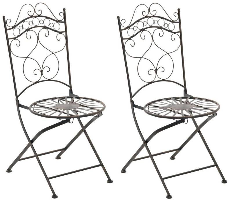 TPFGarden Gartenstuhl Indi - 2er-Set für Garten, Balkon, Terrasse (Metalltische aus handgefertigtem Eisen / Bistrotisch outdoor, 2 St), Maße (HxBxT): 92 x 40 x 50 cm - Sitzhöhe: 43 cm - Farbe: bronze von TPFGarden