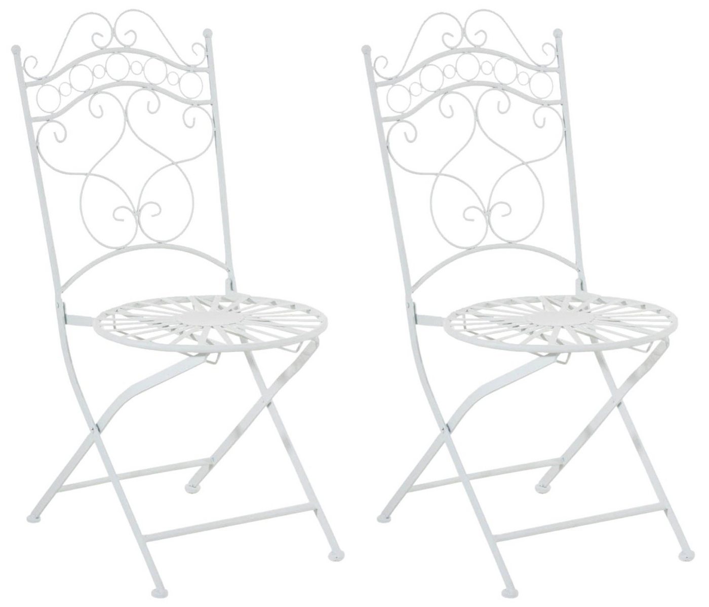 TPFGarden Gartenstuhl Indi - 2er-Set für Garten, Balkon, Terrasse (Metalltische aus handgefertigtem Eisen / Bistrotisch outdoor, 2 St), Maße (HxBxT): 92 x 40 x 50 cm - Sitzhöhe: 43 cm - Farbe: weiß von TPFGarden