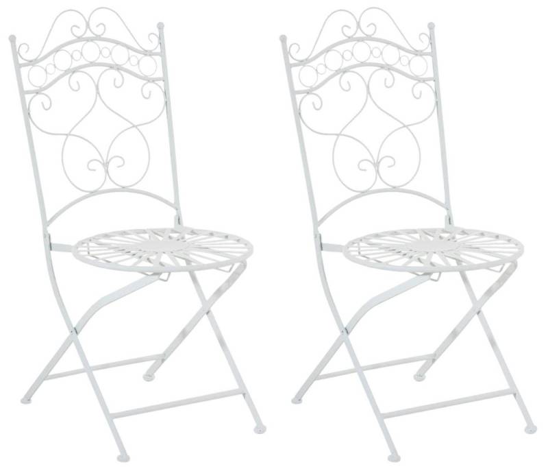TPFGarden Gartenstuhl Indi - 2er-Set für Garten, Balkon, Terrasse (Metalltische aus handgefertigtem Eisen / Bistrotisch outdoor, 2 St), Maße (HxBxT): 92 x 40 x 50 cm - Sitzhöhe: 43 cm - Farbe: weiß von TPFGarden