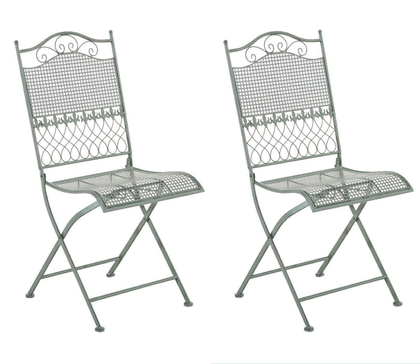 TPFGarden Gartenstuhl Kirstin - 2er-Set für Garten, Balkon, Terrasse (Metalltische aus handgefertigtem Eisen / Bistrotisch outdoor, 2 St), Maße (HxBxT): 91 x 41 x 50 cm - Sitzhöhe: 45 cm - Farbe: antik-grün von TPFGarden